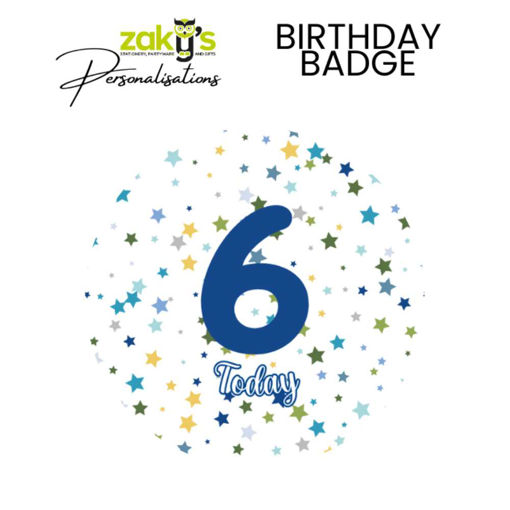 Picture of 6 TODAY BIRTHDAY BADGE BLUE STAR